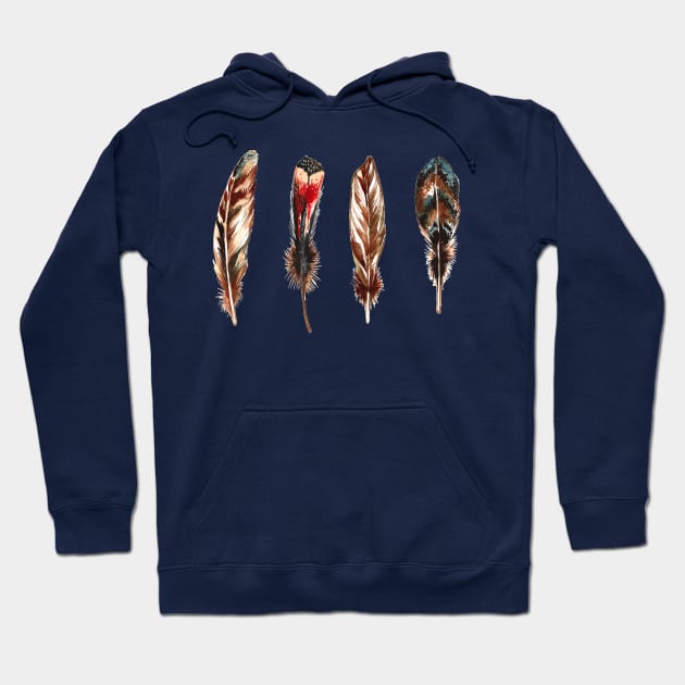 Colorful Feather Watercolor Hoodie by Mako Design 